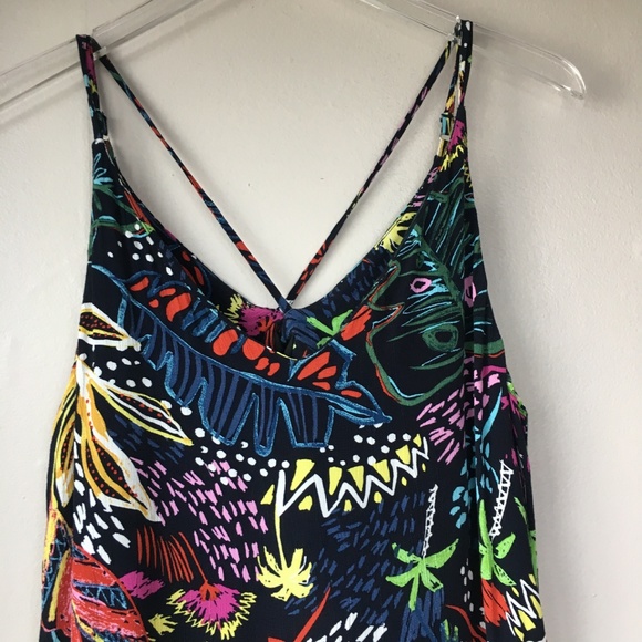 TOPSHOP Black Tropical Floral Slip Dress sz 2 - Picture 3 of 10
